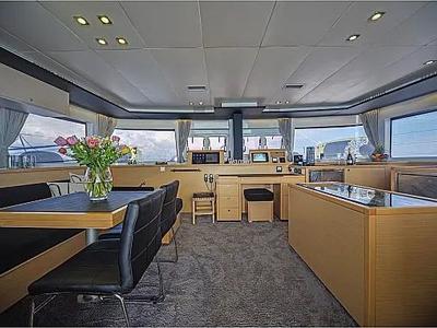 Salon of Avra II, a Lagoon 560 catamaran at Athens, Greece