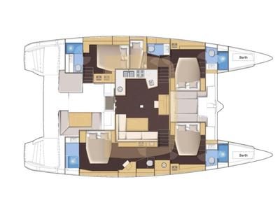 Floor plan of Saga, a Lagoon 52F catamaran at Municipal Unit of Lefkada, Greece