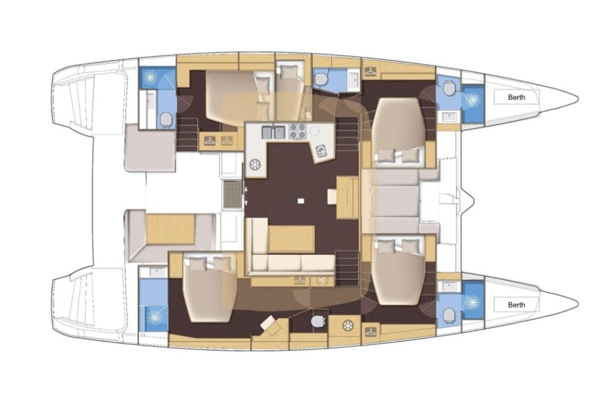 Floor plan of Saga, a Lagoon 52F catamaran at Municipal Unit of Lefkada, Greece