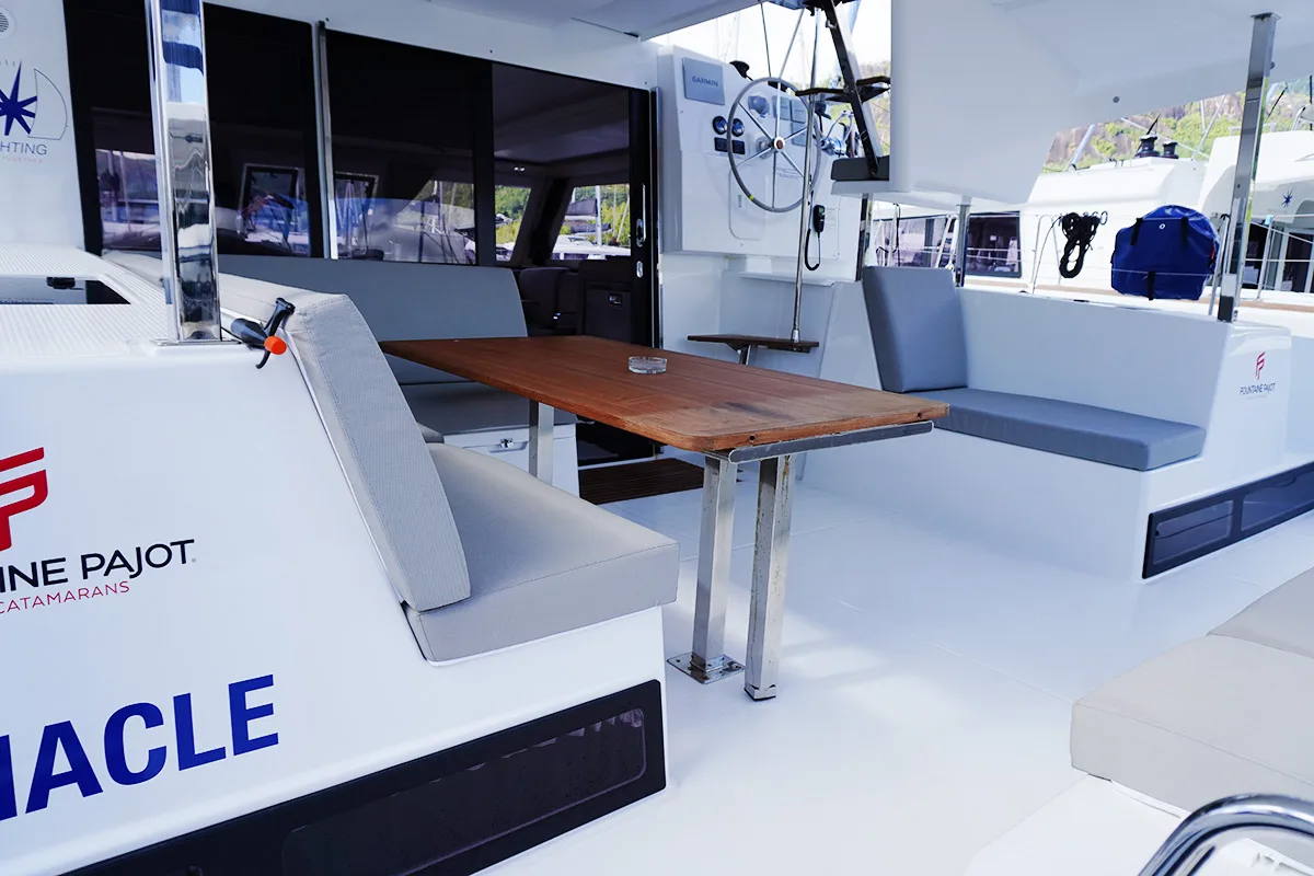 Barnacle, a Fountaine Pajot Isla 40 catamaran at Seychelles, Eden Island Marina, Seychelles