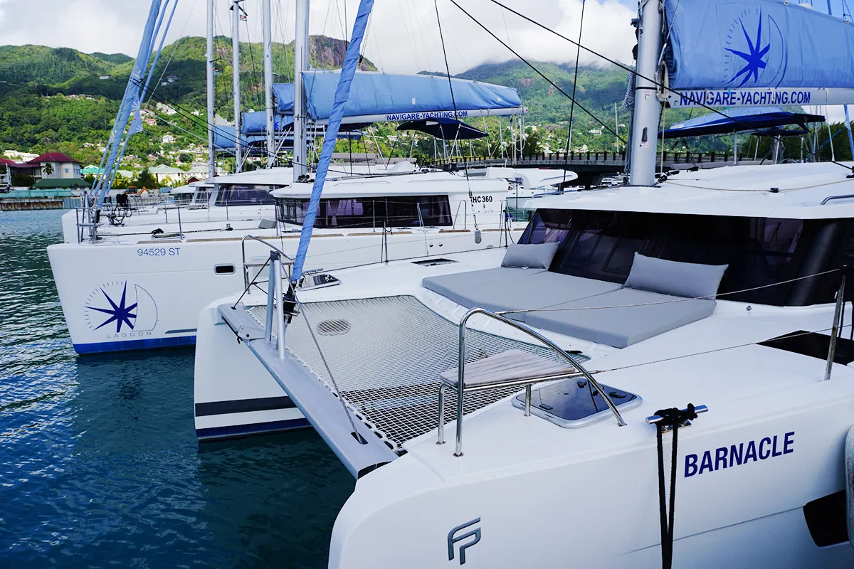 Barnacle, a Fountaine Pajot Isla 40 catamaran at Seychelles, Eden Island Marina, Seychelles