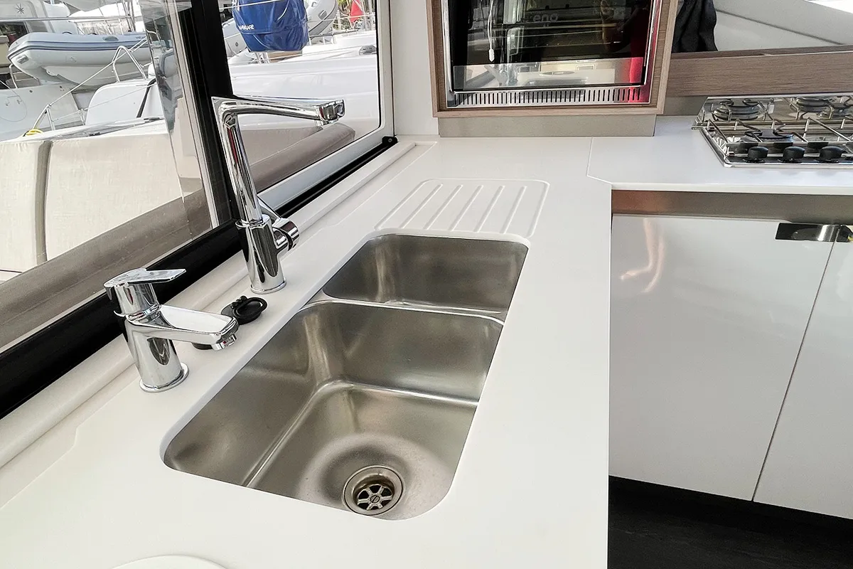 Barnacle, a Fountaine Pajot Isla 40 catamaran at Seychelles, Eden Island Marina, Seychelles