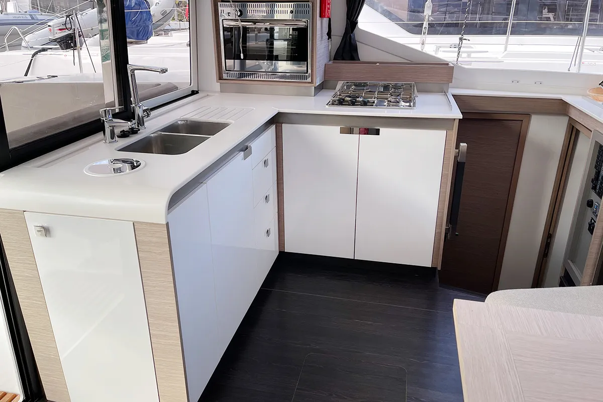 Barnacle, a Fountaine Pajot Isla 40 catamaran at Seychelles, Eden Island Marina, Seychelles