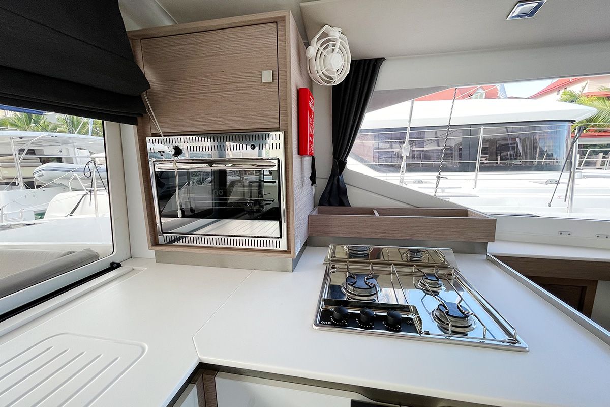 Barnacle, a Fountaine Pajot Isla 40 catamaran at Seychelles, Eden Island Marina, Seychelles