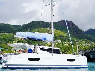 Barnacle, a Fountaine Pajot Isla 40 catamaran at Seychelles, Eden Island Marina, Seychelles