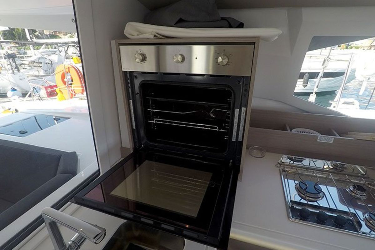 Imagine, a Fountaine Pajot Astrea 42 catamaran at Grad Šibenik, Croatia
