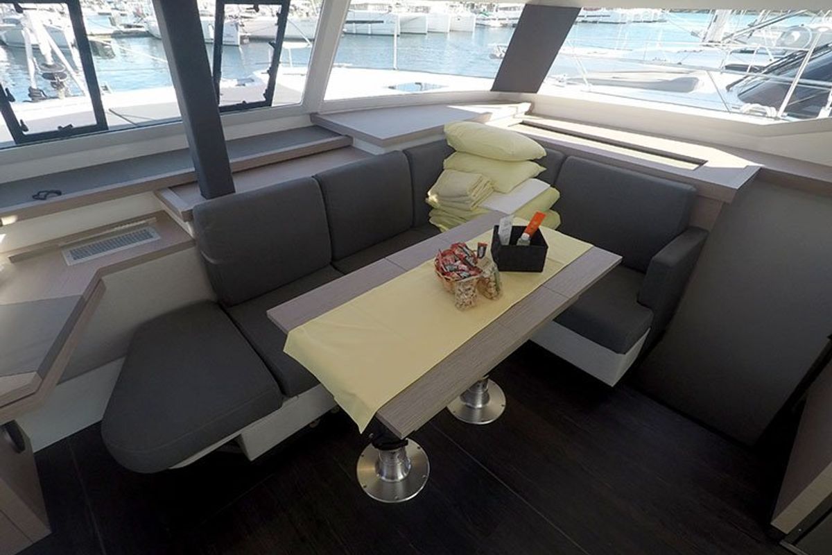 Imagine, a Fountaine Pajot Astrea 42 catamaran at Grad Šibenik, Croatia