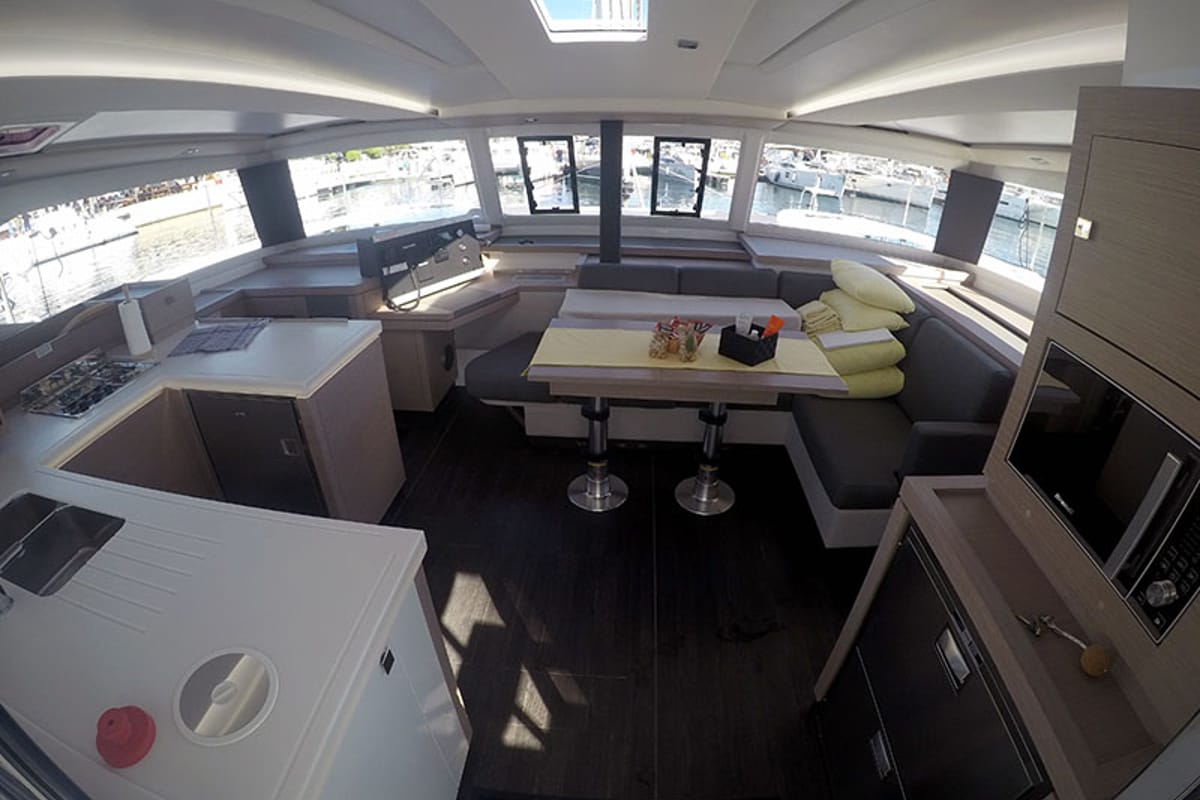Salon of Imagine, a Fountaine Pajot Astrea 42 catamaran at Grad Šibenik, Croatia