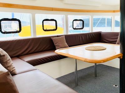 Salon of Iris, a Catlante catamarans Catlante 600 catamaran at Eden Island Marina, Seychelles