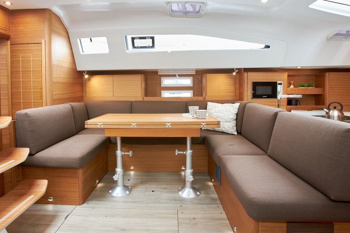 Salon of Lija, a Elan Impression 50.1 sailboat at Grad Kaštela, Croatia