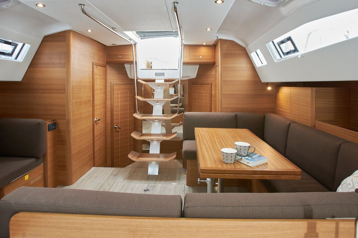 Salon of Lija, a Elan Impression 50.1 sailboat at Grad Kaštela, Croatia