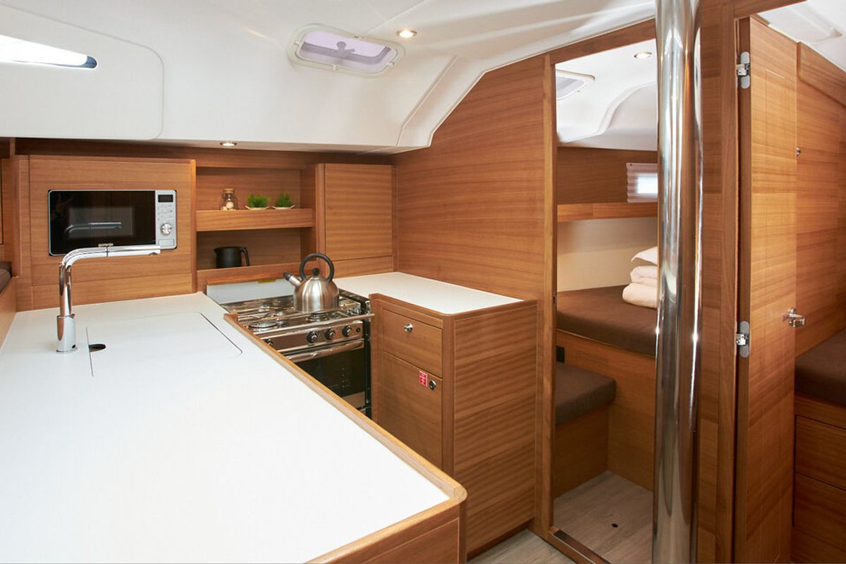 Galley of Lija, a Elan Impression 50.1 sailboat at Grad Kaštela, Croatia