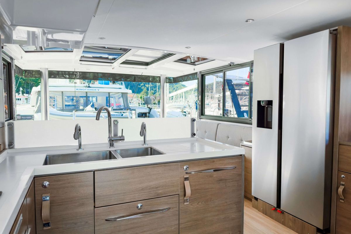 Galley of Pagora, a Bali 4.8 catamaran at Fethiye, Turkey