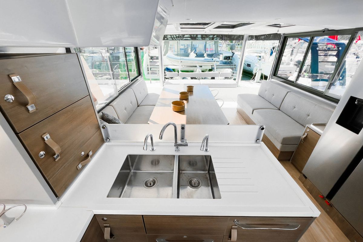 Galley of Pagora, a Bali 4.8 catamaran at Fethiye, Turkey