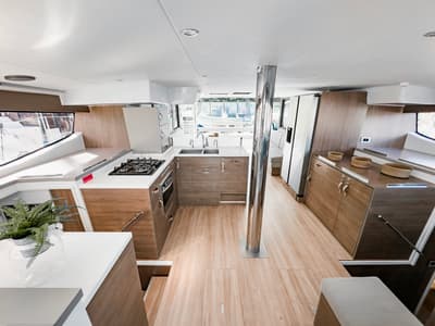 Galley of Pagora, a Bali 4.8 catamaran at Fethiye, Turkey