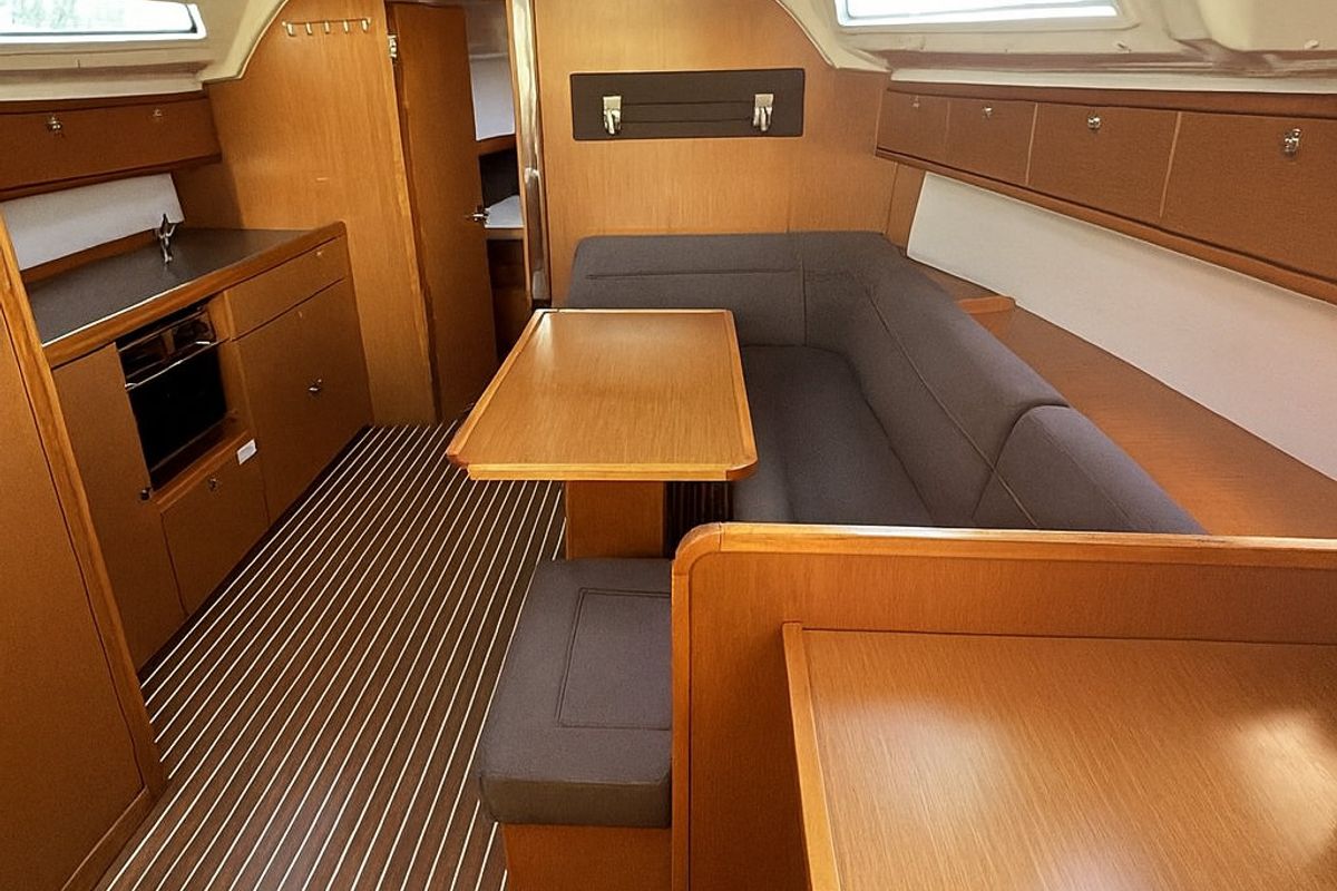 Salon of Bintan, a Bavaria Cruiser 41 sailboat at Palma de Mallorca, Spain