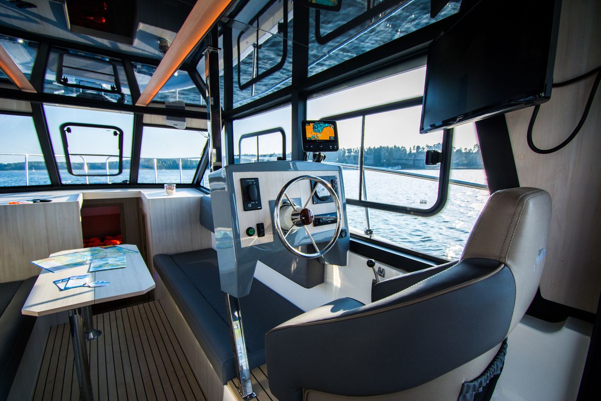 Cockpit of Futura 40 Grand Horizon #2, a Cobra Yachts Futura 40 Grand Horizon motorboat at Wilkasy, Poland