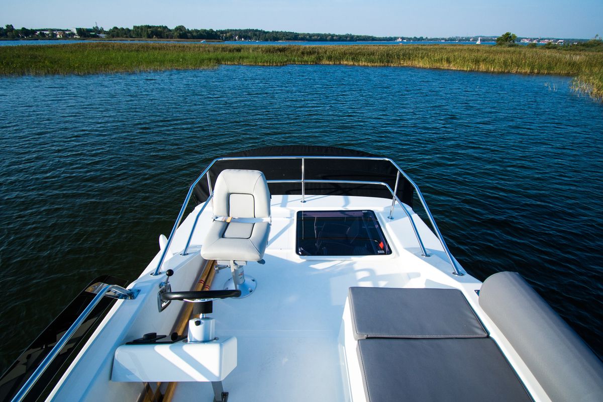 Cockpit of Futura 40 Grand Horizon #2, a Cobra Yachts Futura 40 Grand Horizon motorboat at Wilkasy, Poland