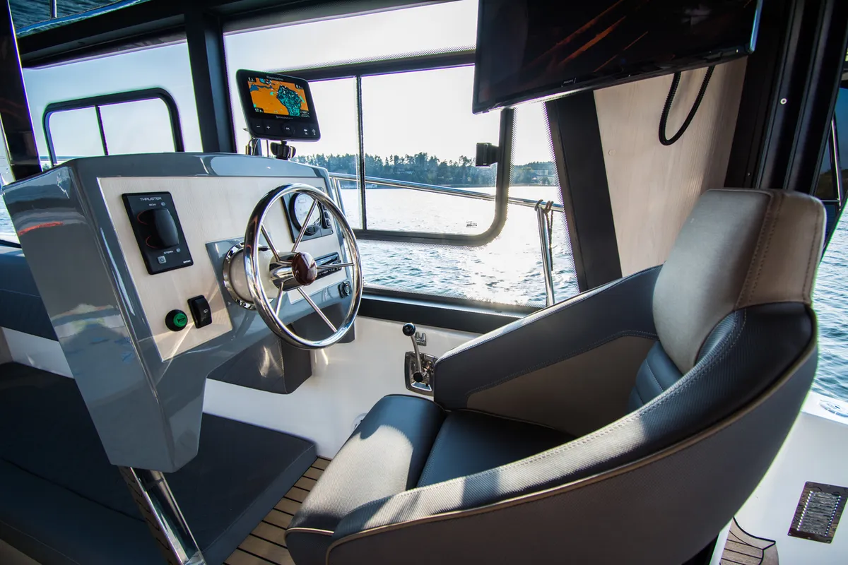 Cockpit of Futura 40 Grand Horizon #2, a Cobra Yachts Futura 40 Grand Horizon motorboat at Wilkasy, Poland