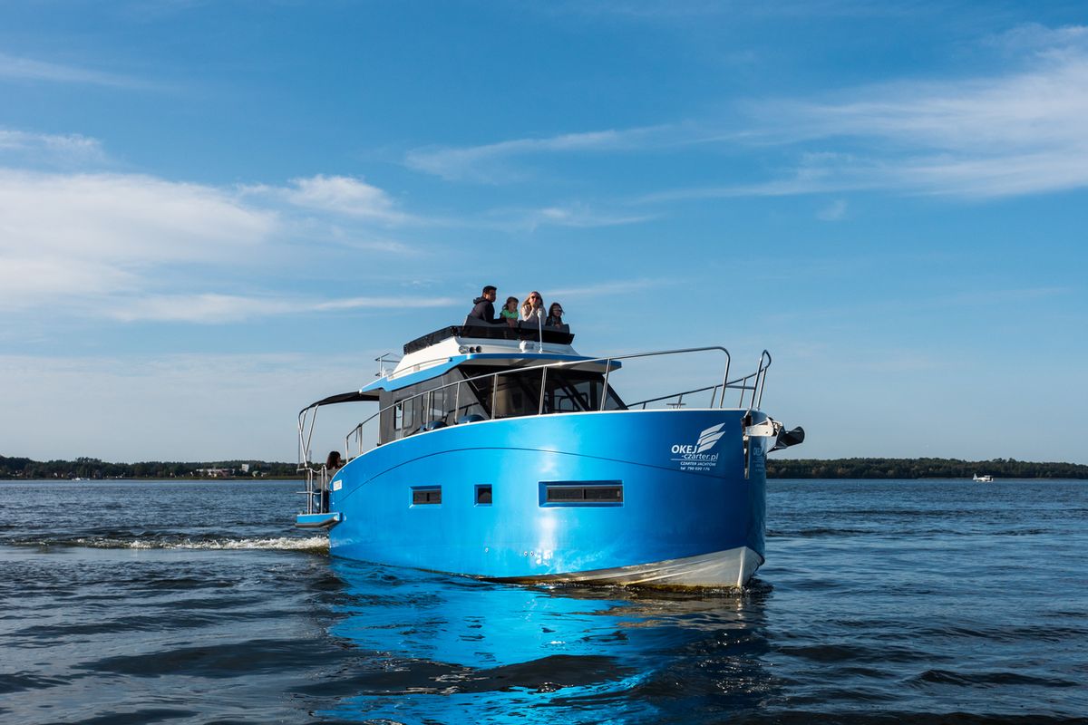 Exterior view of Futura 40 Grand Horizon #2, a Cobra Yachts Futura 40 Grand Horizon motorboat at Wilkasy, Poland