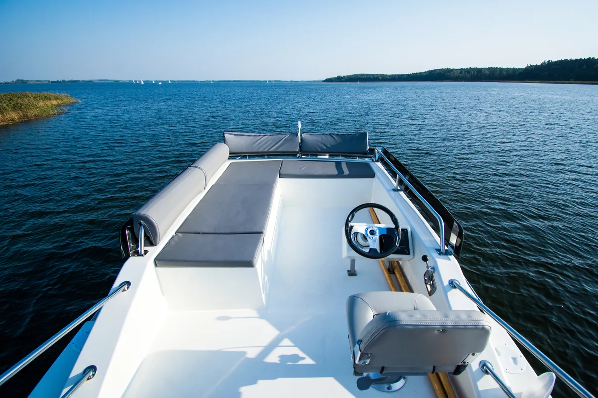 Deck of Futura 40 Grand Horizon #2, a Cobra Yachts Futura 40 Grand Horizon motorboat at Wilkasy, Poland