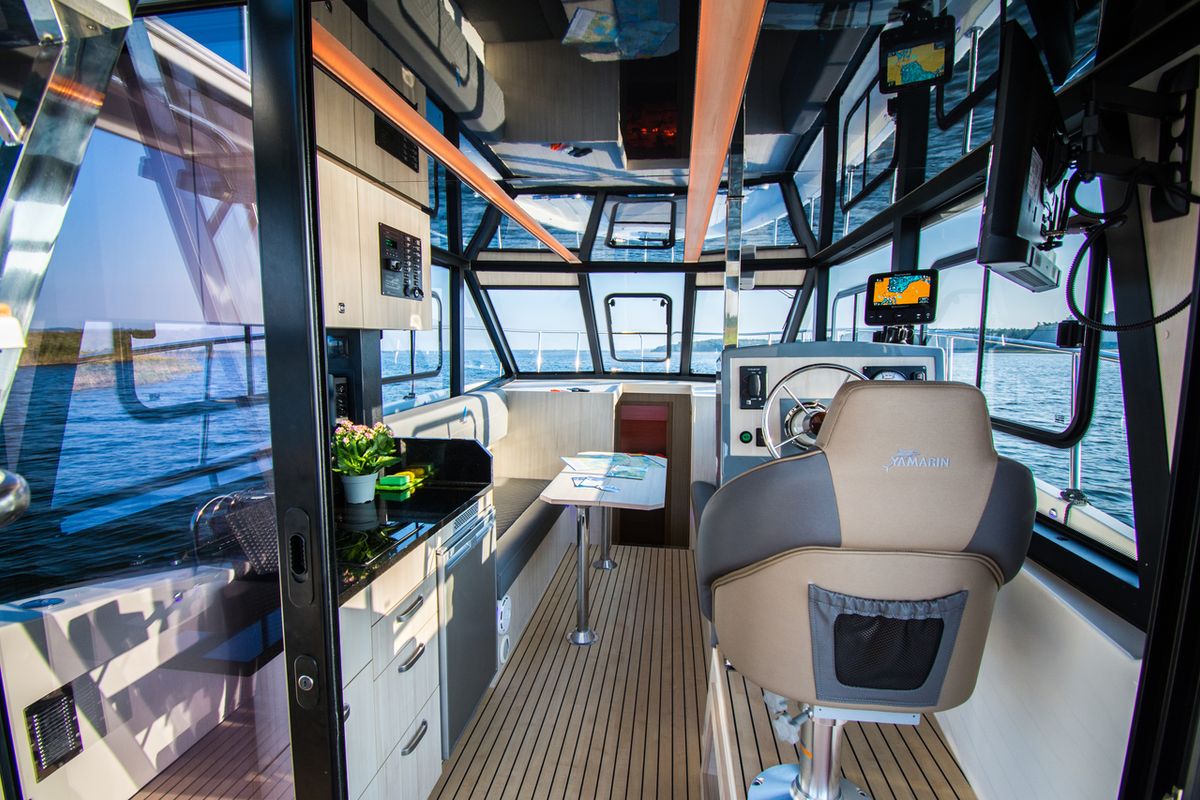 Cockpit of Futura 40 Grand Horizon #2, a Cobra Yachts Futura 40 Grand Horizon motorboat at Wilkasy, Poland