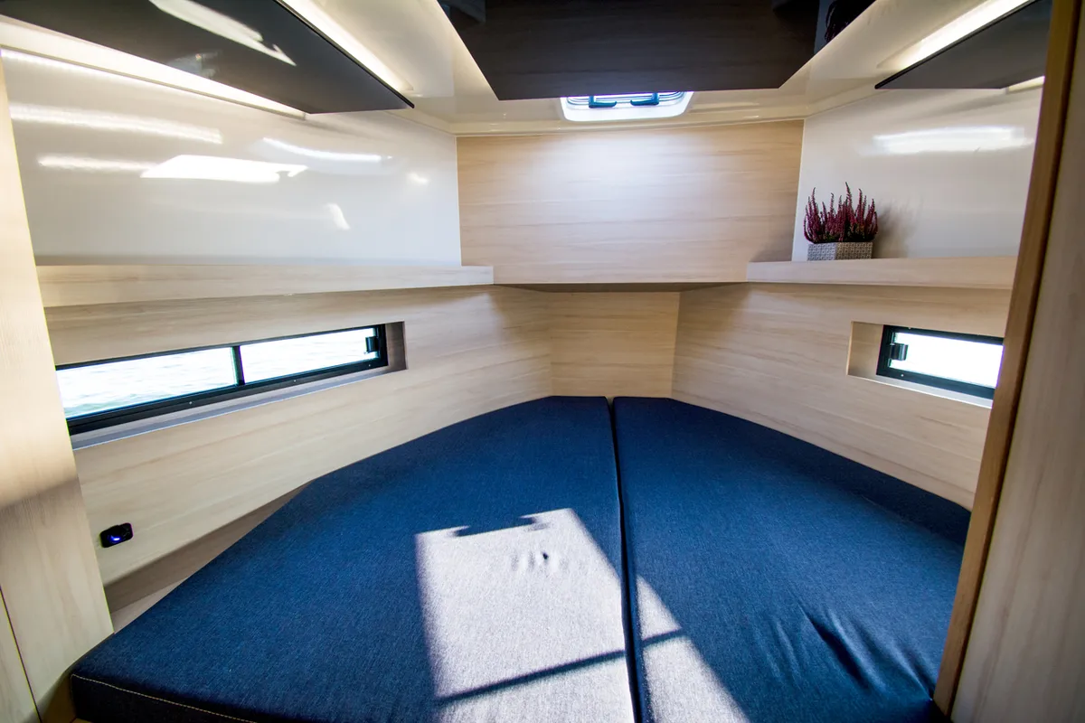Cabin on Futura 40 Grand Horizon #2, a Cobra Yachts Futura 40 Grand Horizon motorboat at Wilkasy, Poland