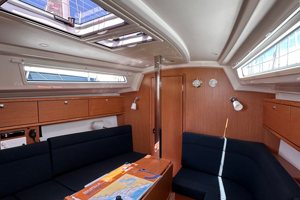 Salon of Ziggy, a Bavaria Cruiser 34 sailboat at Split, Croatia