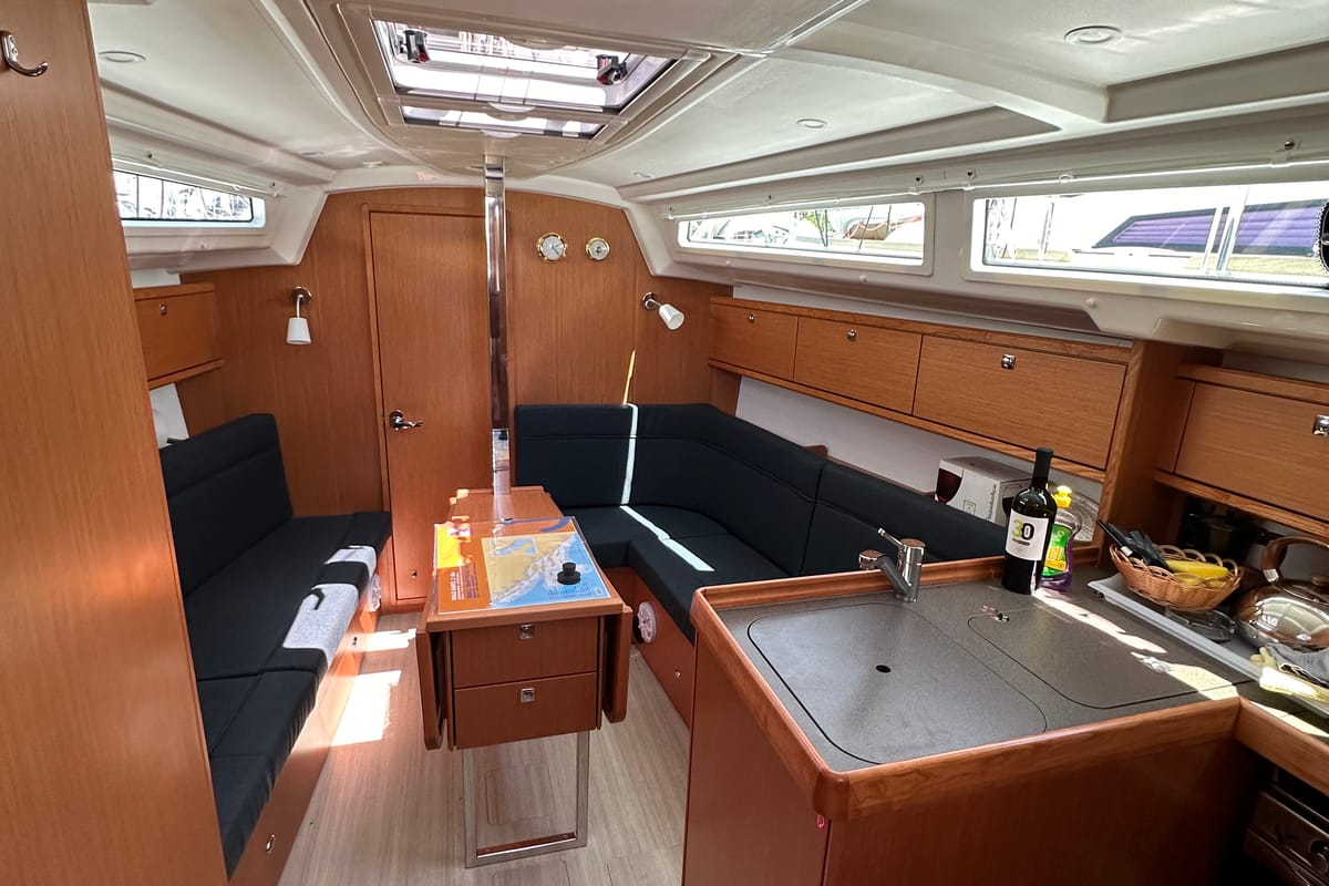 Salon of Ziggy, a Bavaria Cruiser 34 sailboat at Split, Croatia