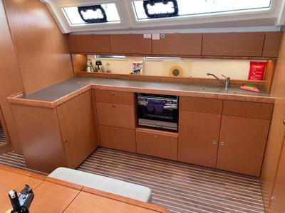 Galley of Northberry Blu, a Bavaria Cruiser 46 sailboat at Fethiye, Turkey