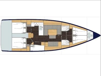 Floor plan of AF-C4521SP, a Bavaria C45 sailboat at Athens, Greece
