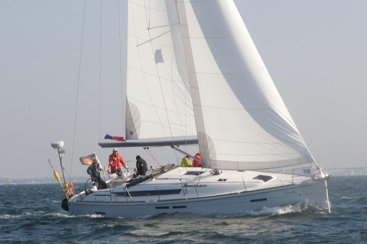 Exterior view of Chuck, a Jeanneau Sun Odyssey 439 sailboat at Flensburg, Germany