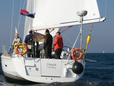 Cockpit of Chuck, a Jeanneau Sun Odyssey 439 sailboat at Flensburg, Germany