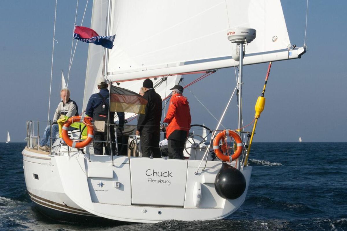 Cockpit of Chuck, a Jeanneau Sun Odyssey 439 sailboat at Flensburg, Germany