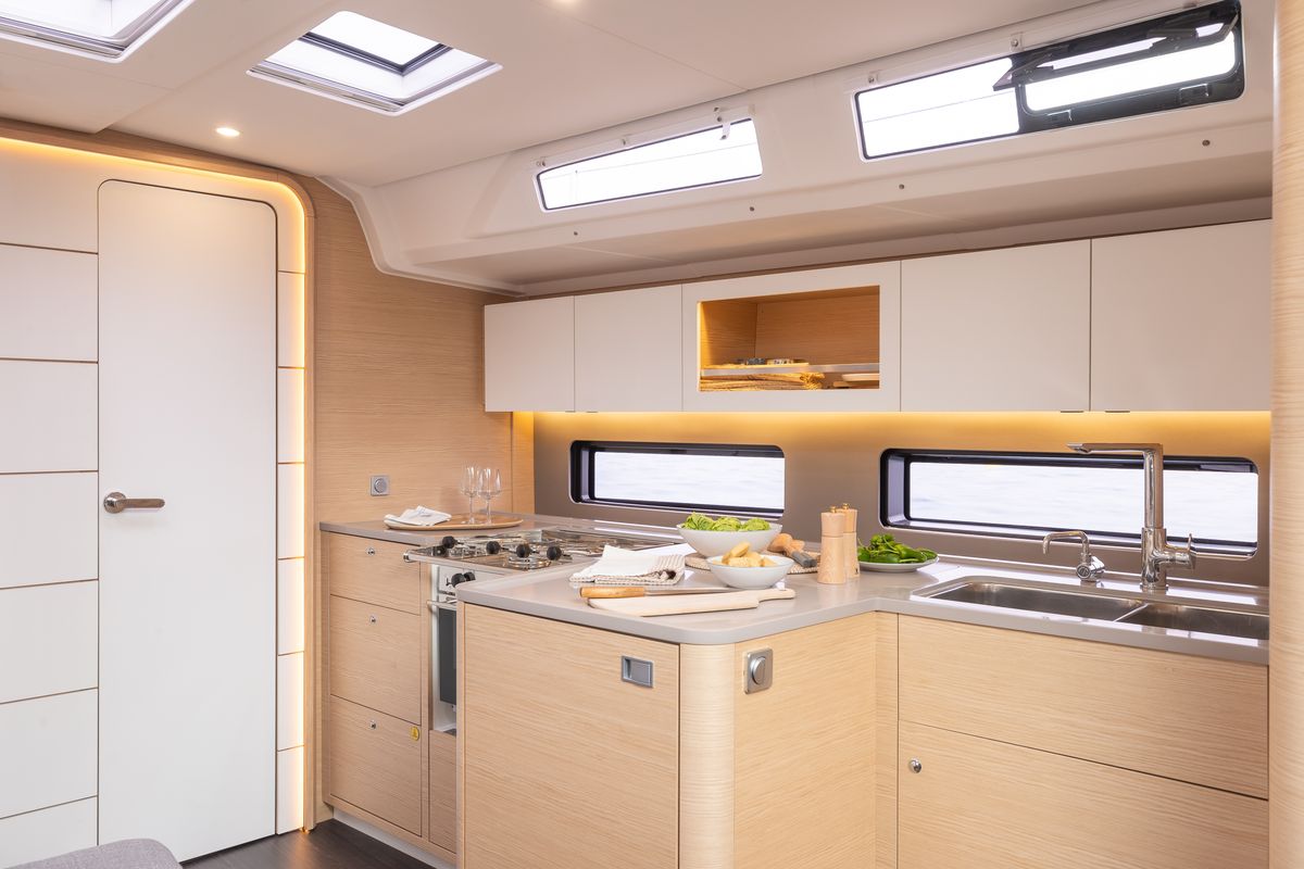 Galley of Asteria, a Dufour 41 sailboat at Nieuwpoort, Belgium