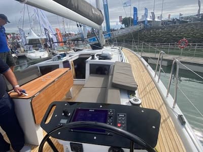 Cockpit of Asteria, a Dufour 41 sailboat at Nieuwpoort, Belgium