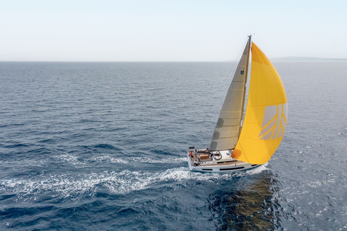 Exterior view of Asteria, a Dufour 41 sailboat at Nieuwpoort, Belgium