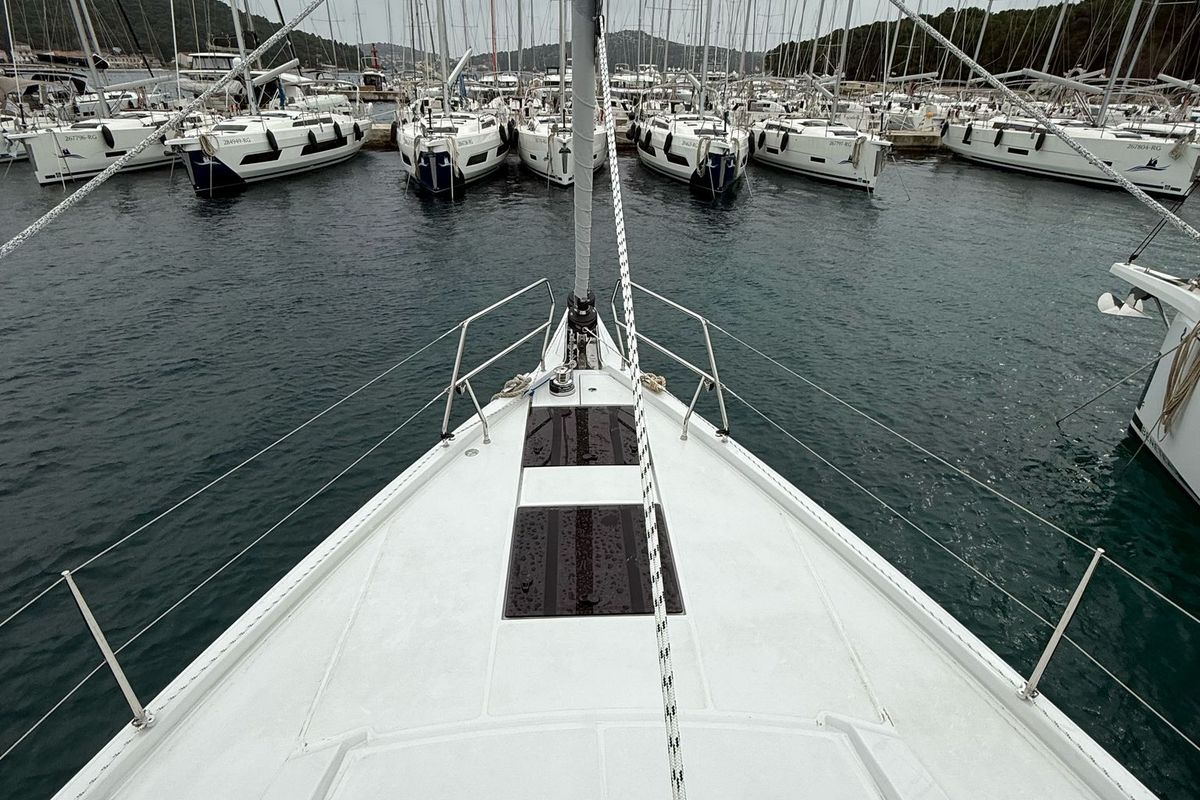 Deck of Amari, a Hanse Yachts Hanse 460 sailboat at Općina Rogoznica, Croatia