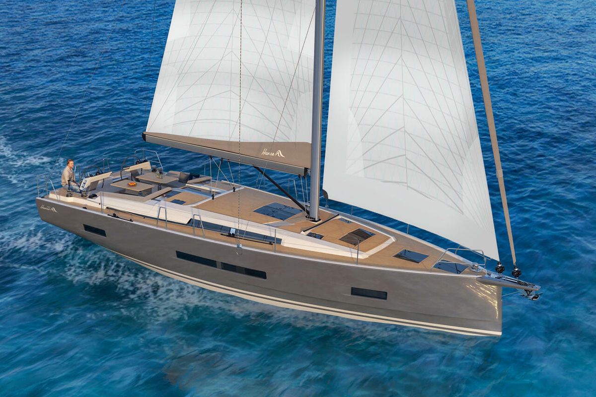 Exterior view of Amari, a Hanse Yachts Hanse 460 sailboat at Općina Rogoznica, Croatia