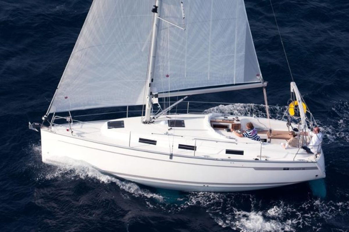 Exterior view of Sax, a Bavaria Cruiser 32 sailboat at Grad Trogir, Croatia