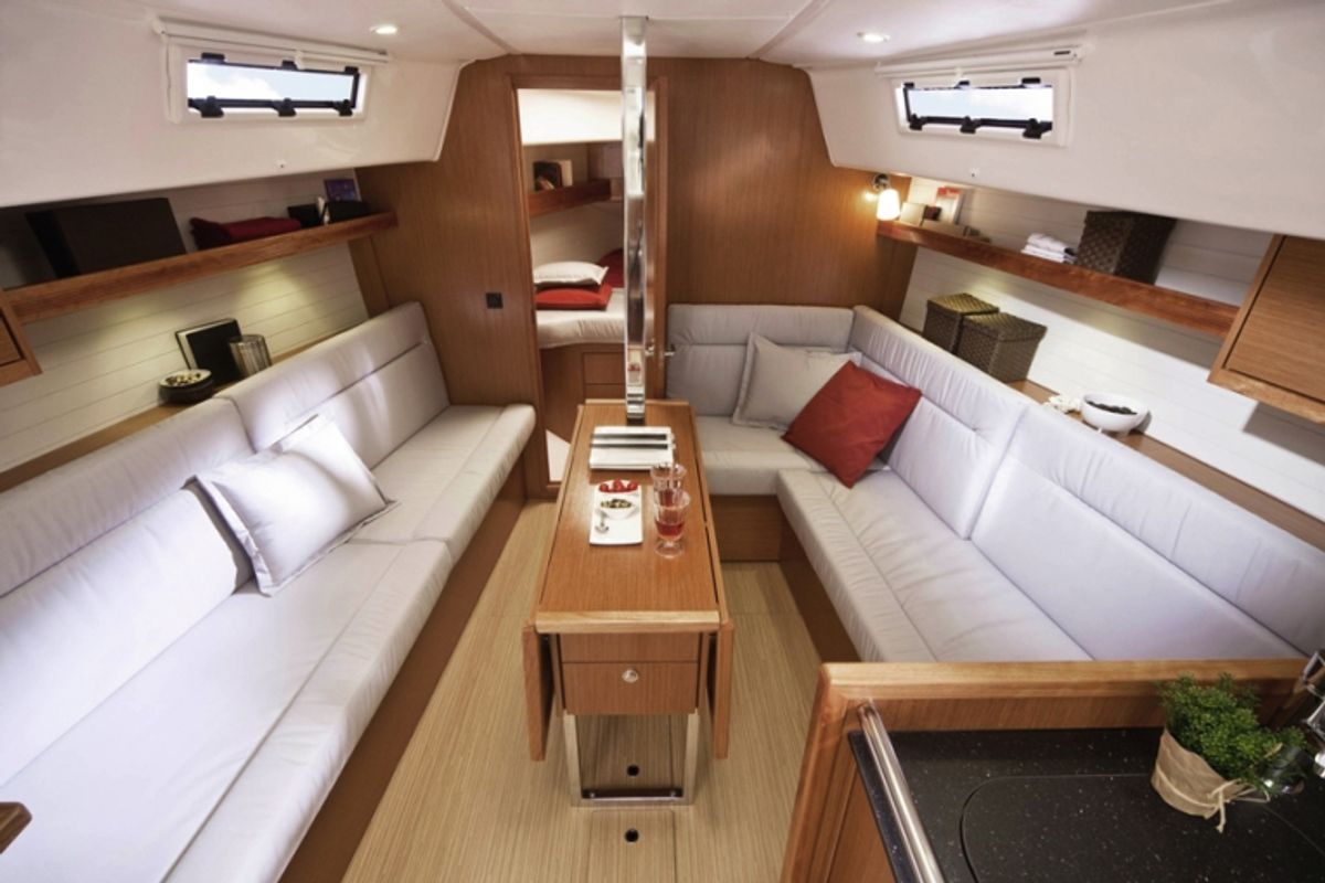Salon of Sax, a Bavaria Cruiser 32 sailboat at Grad Trogir, Croatia