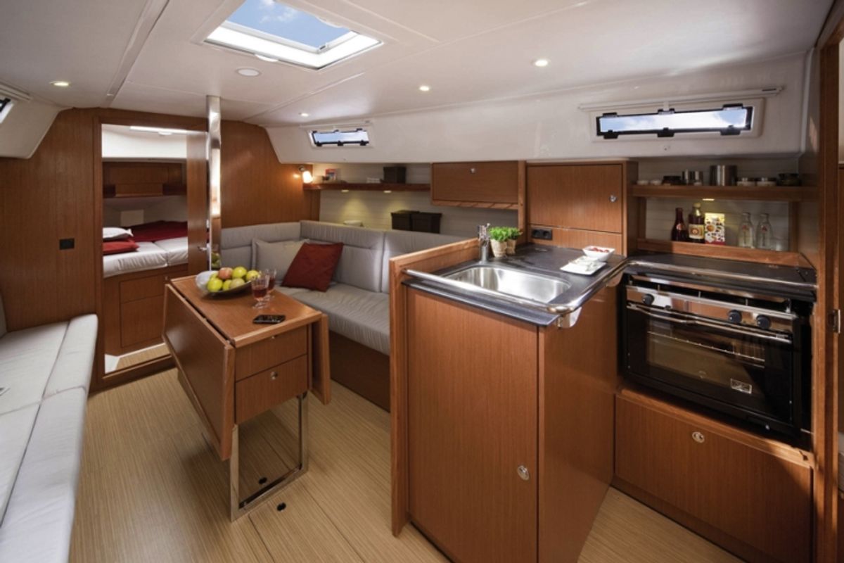 Salon of Sax, a Bavaria Cruiser 32 sailboat at Grad Trogir, Croatia