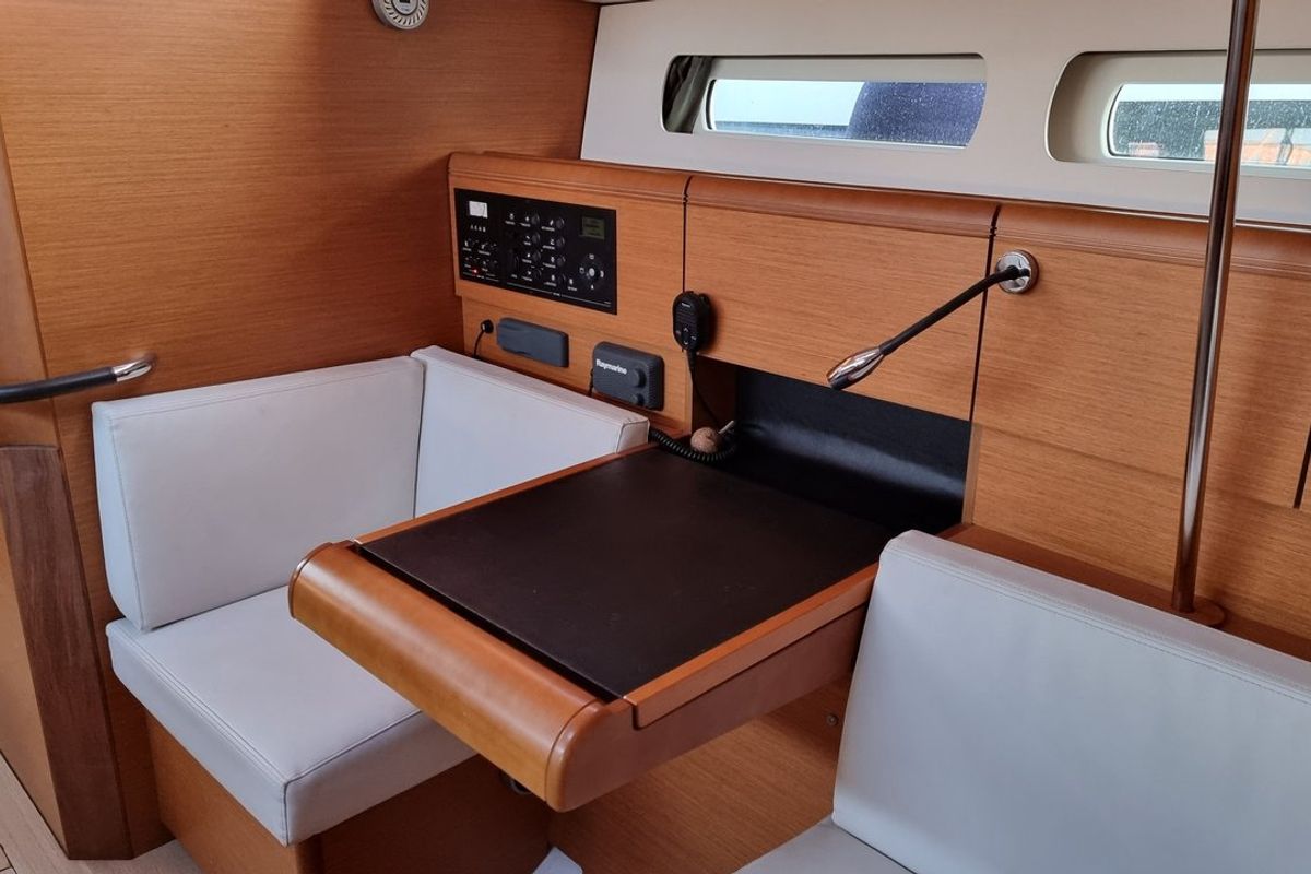Salon of Blue Moon, a Jeanneau Sun Odyssey 449 sailboat at Grad Pula, Croatia