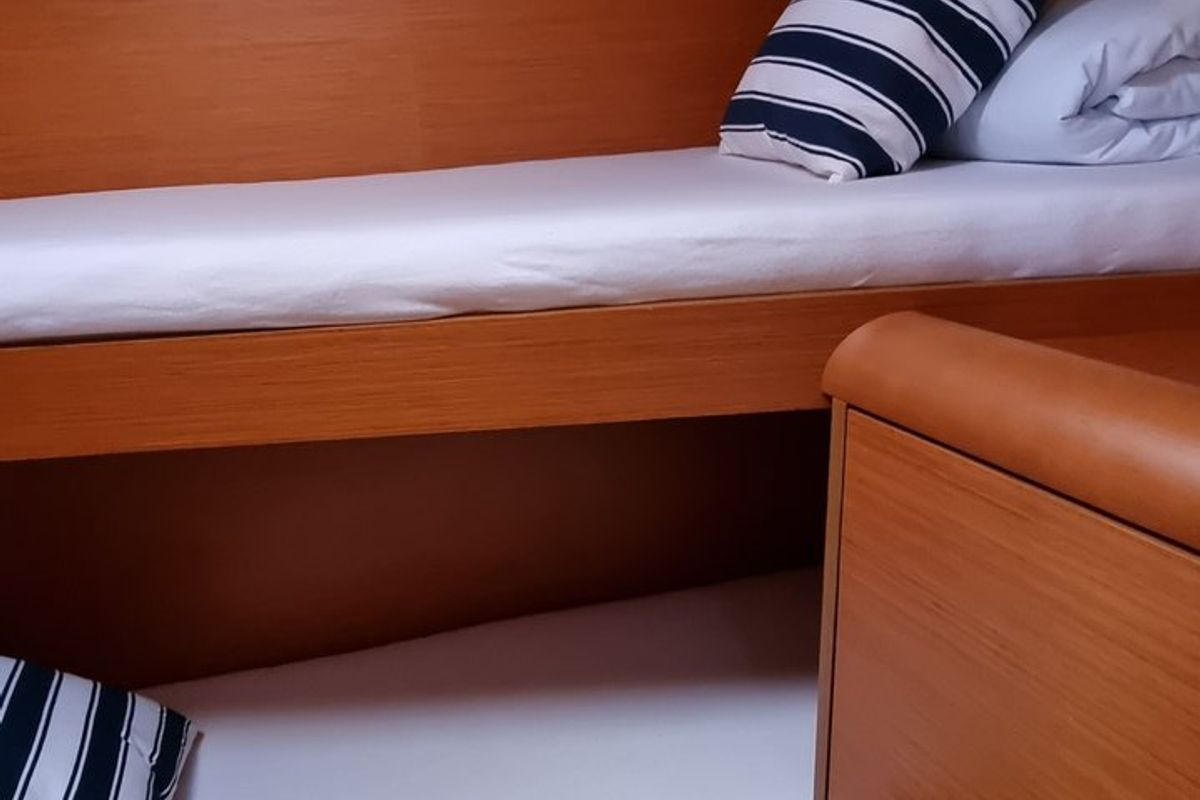 Cabin on Blue Moon, a Jeanneau Sun Odyssey 449 sailboat at Grad Pula, Croatia