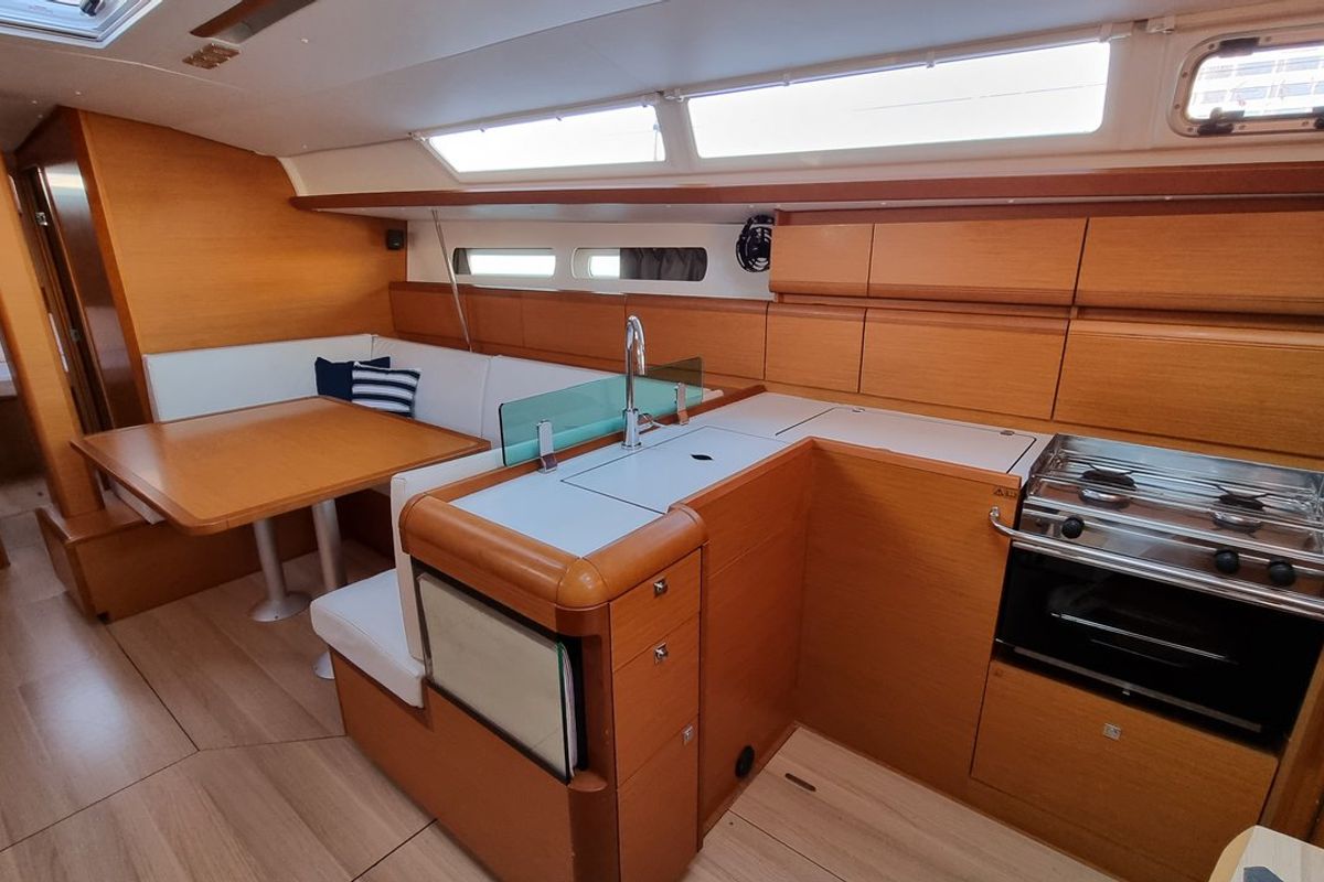 Galley of Blue Moon, a Jeanneau Sun Odyssey 449 sailboat at Grad Pula, Croatia