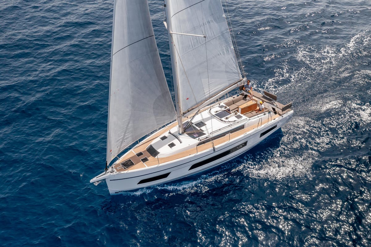 Exterior view of Coco, a Dufour 41 sailboat at Marseille, France