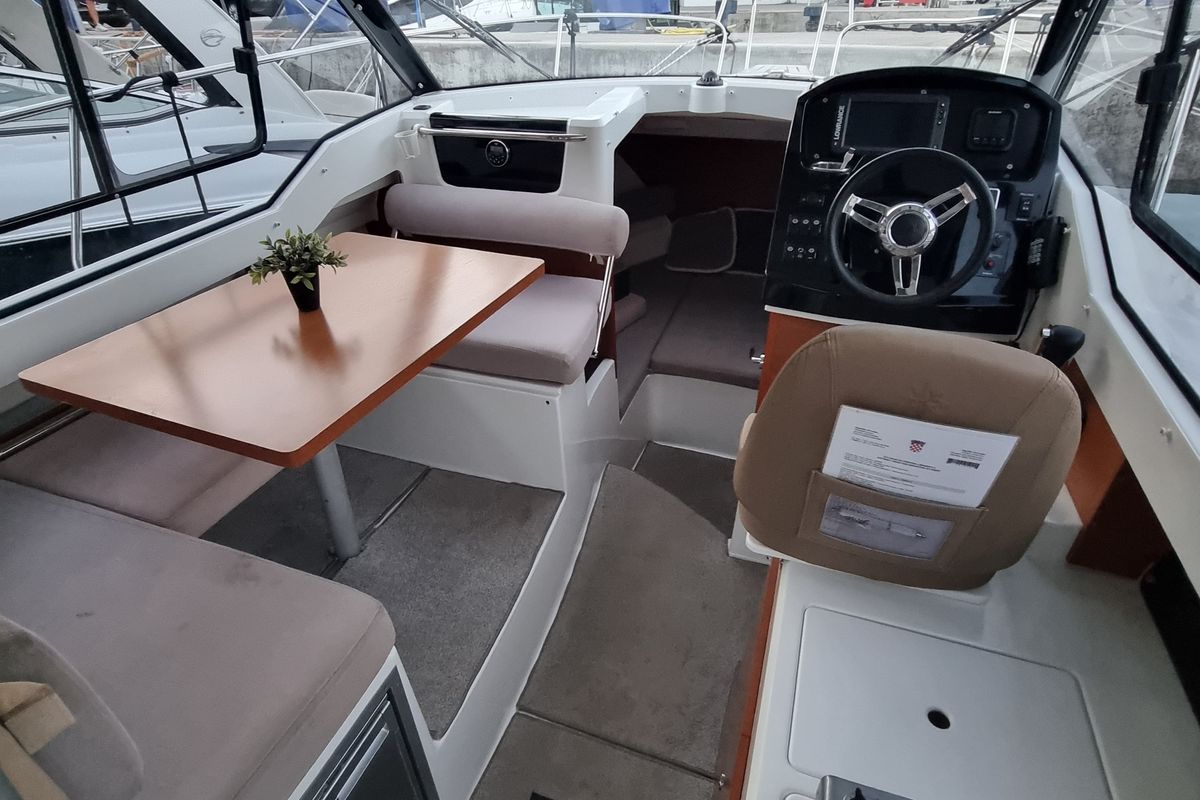 Cockpit of Classic, a Jeanneau Merry Fisher 795 motorboat at Grad Opatija, Croatia