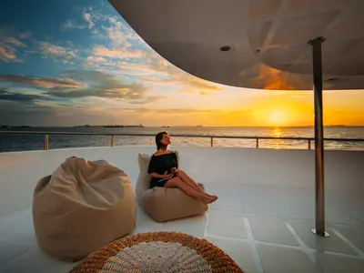 Deck of Alice, a Gulet Luxury Motor Yacht yacht at Malé, Maldives
