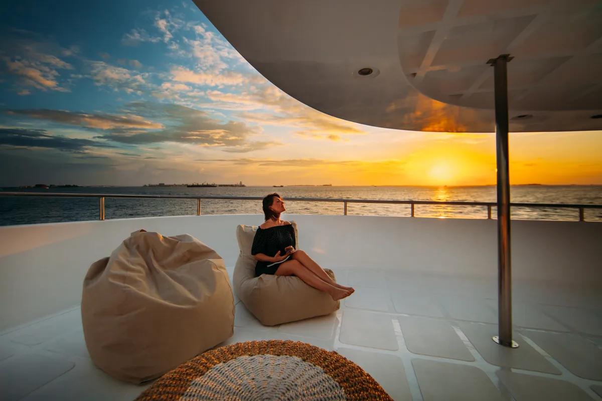 Deck of Alice, a Gulet Luxury Motor Yacht yacht at Malé, Maldives