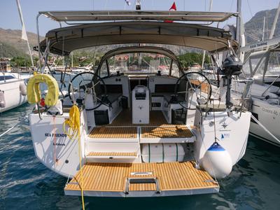 Deck of Sea Friends, a Jeanneau Sun Odyssey 440 sailboat at Fethiye, Turkey